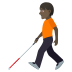 🧑🏿‍🦯 person with white cane: dark skin tone display on JoyPixels